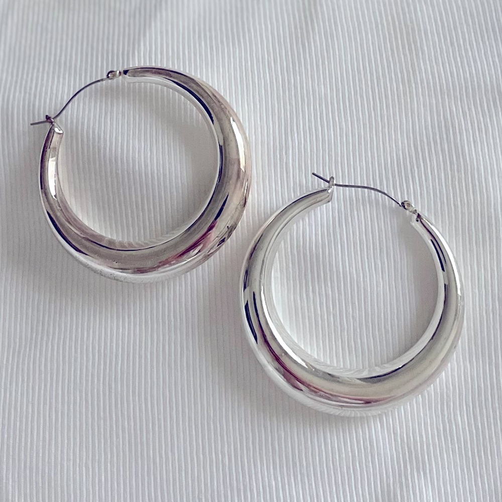 Silvertone hoop earrings